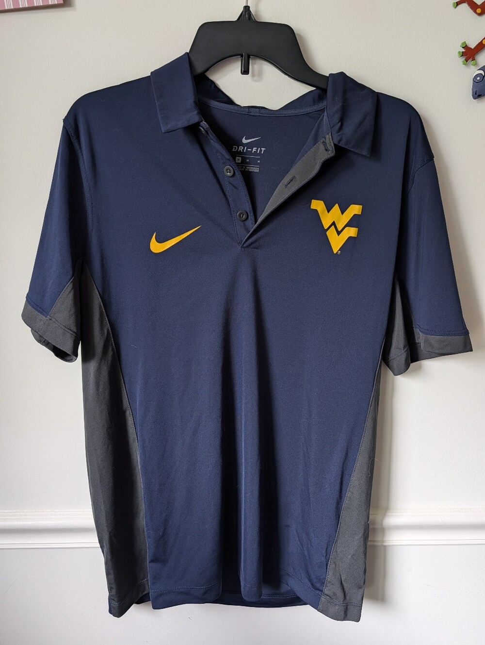 Nike Dri Fit West Virginia Mountaineers Polo Shirt Size Medium